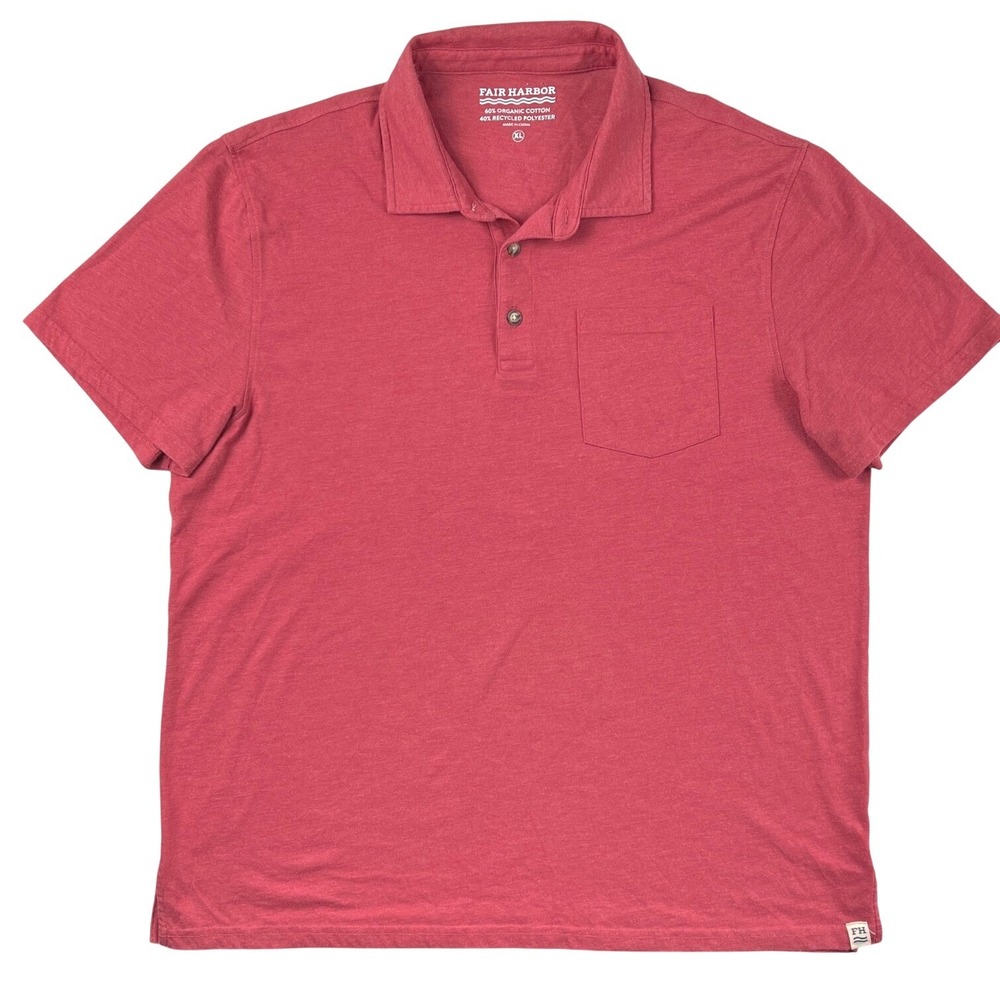 Fair‎ Harbor Super Soft Polo Shirt Men's XL Red Golf Preppy Coastal EUC